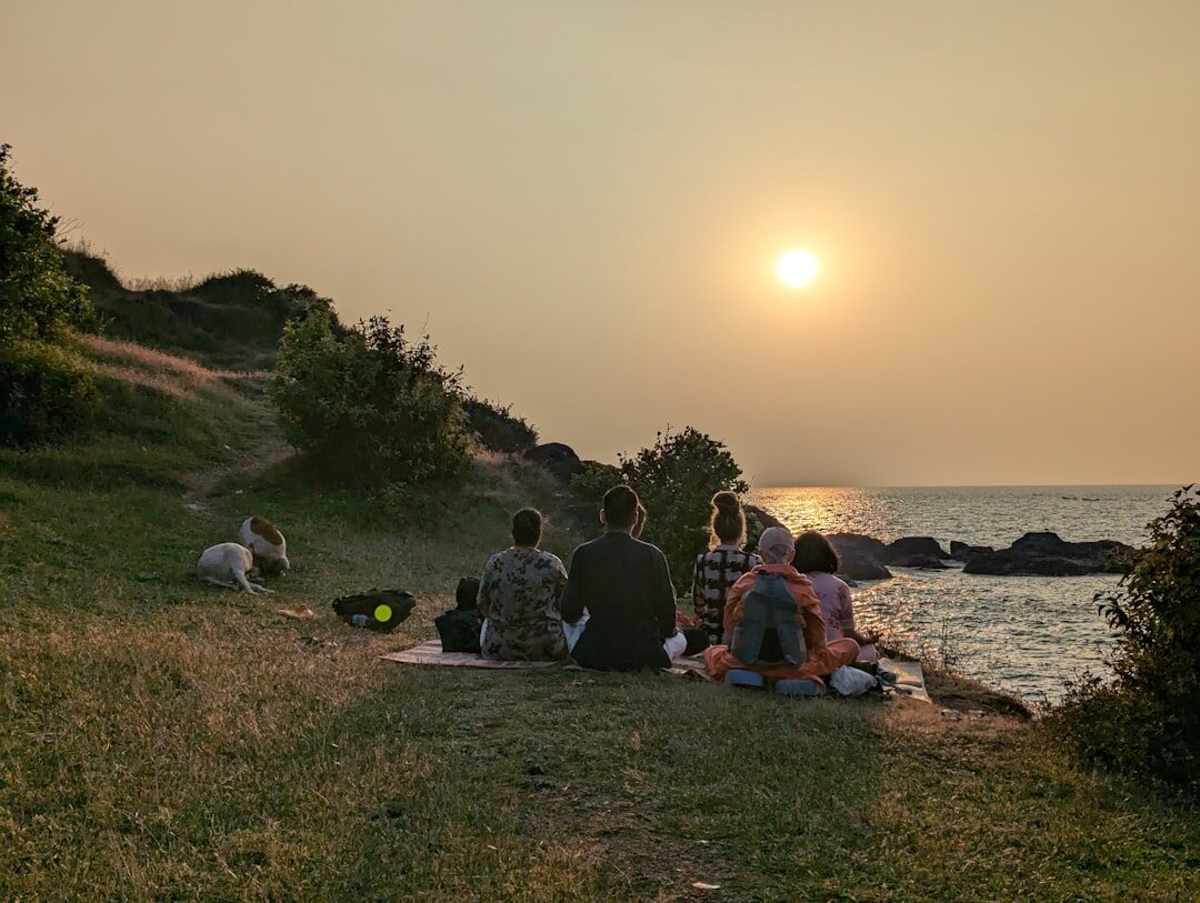 person meditating outdoors